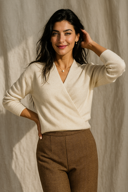 Pull Femme Hiver Col V Doux et Confortable