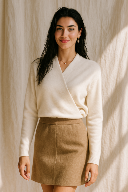 Pull Femme Hiver Col V Doux et Confortable