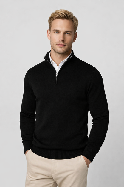 Pull homme col montant fermeture zip