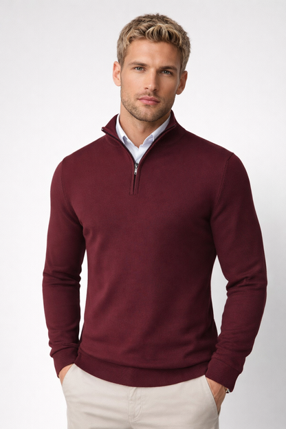 Pull homme col montant fermeture zip