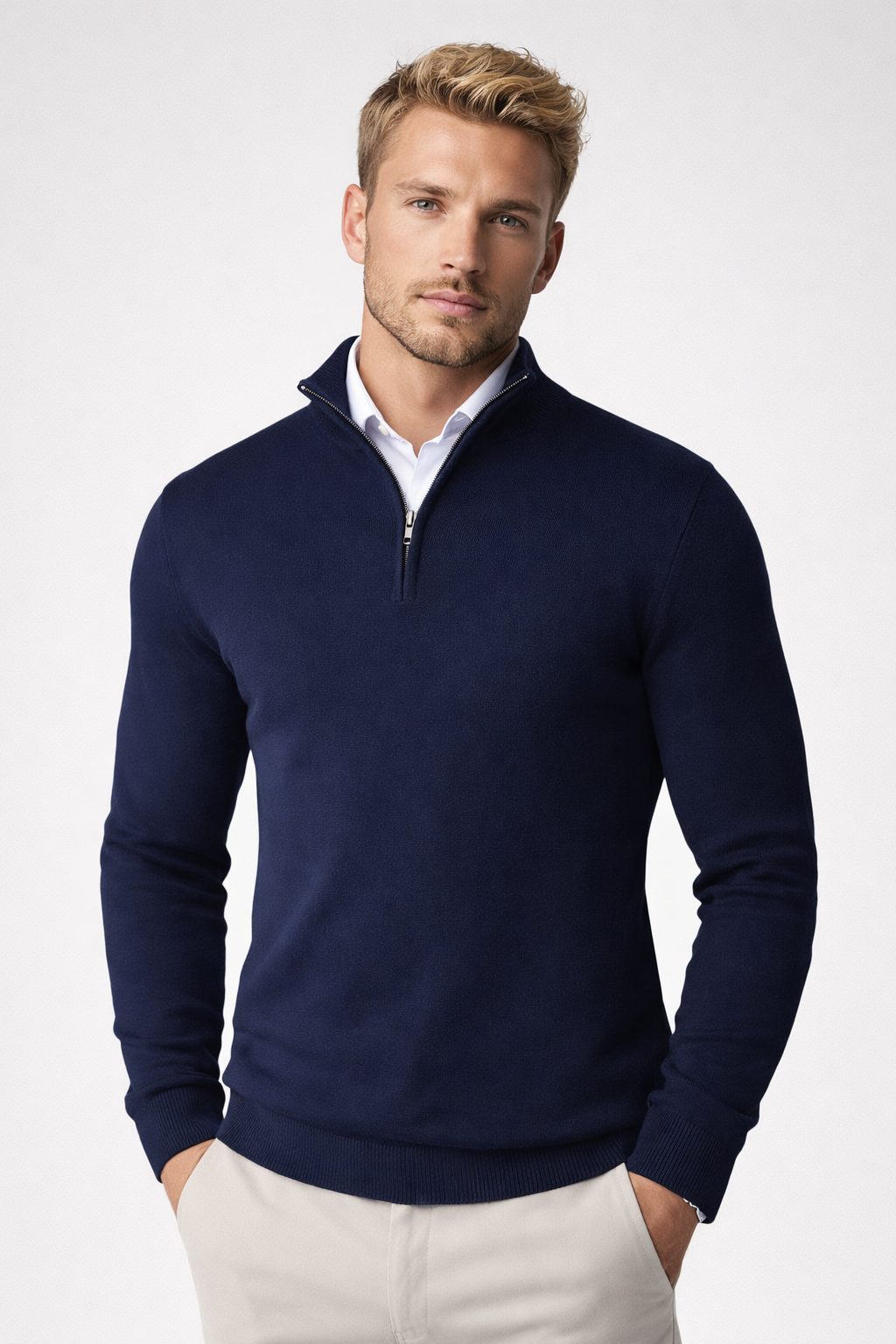 Pull homme col montant fermeture zip