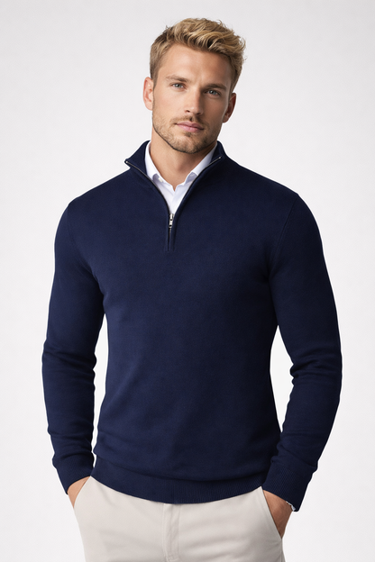 Pull homme col montant fermeture zip