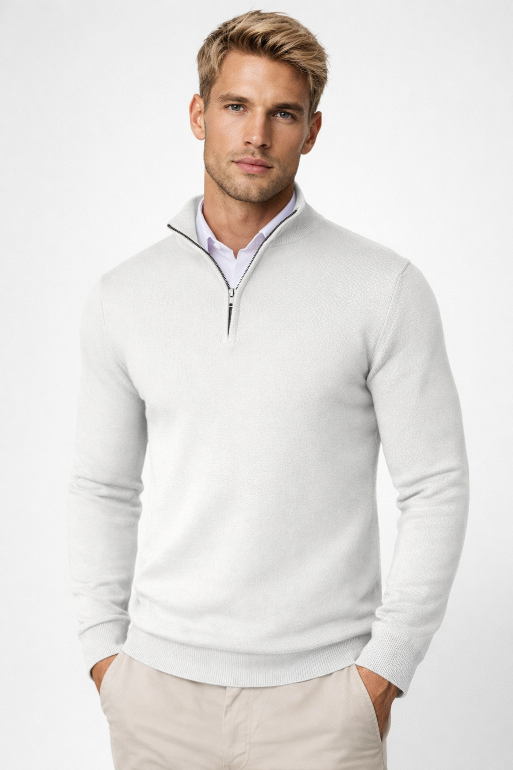 Pull homme col montant fermeture zip