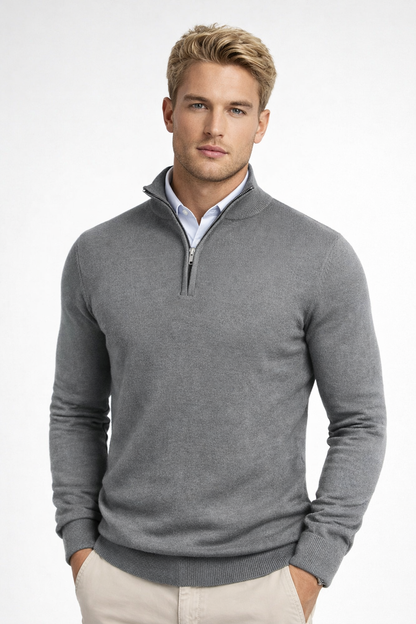Pull homme col montant fermeture zip