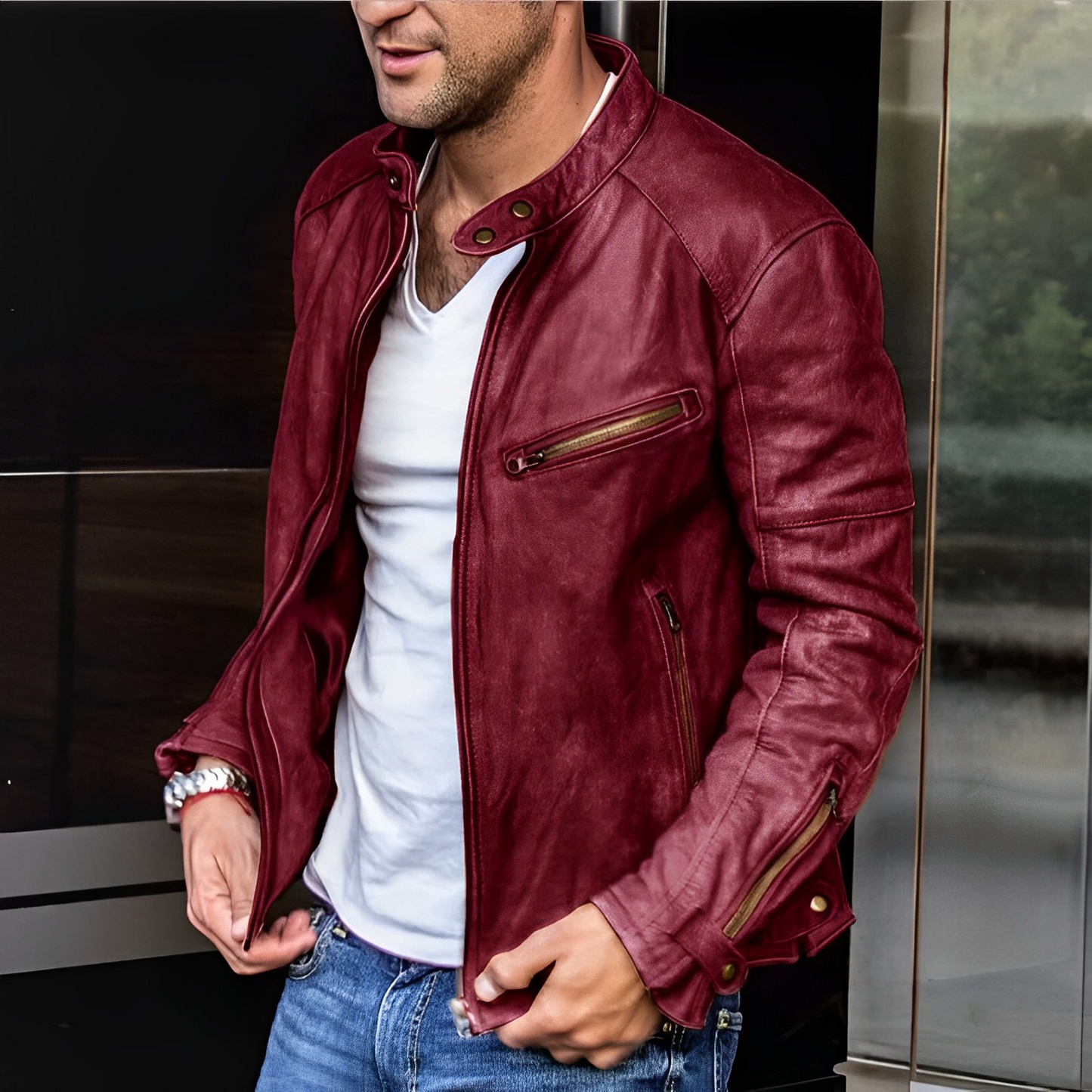 Blouson Cuir Polyvalent Tout Temps
