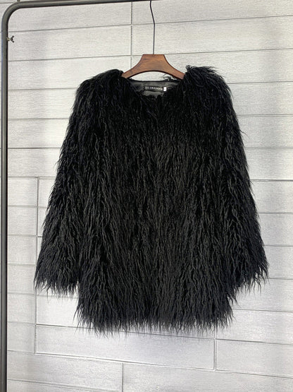 Manteau Femme Hiver Long Noir Élégant