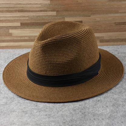 Chapeau Panama Brun Authentique à Ruban Noir Élégant