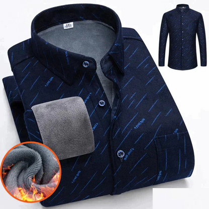 Chemise Flanelle Homme Hiver Chaud et Doux Bleu Foncé