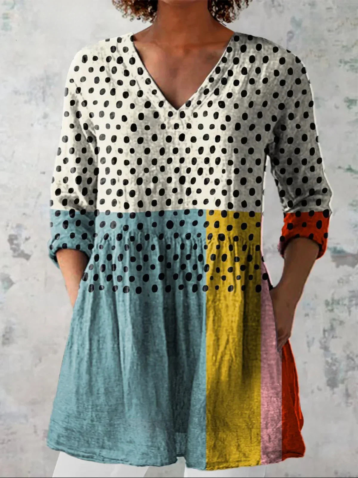 Tunique Longue Femme Coton Décolleté en V Coupe Ample