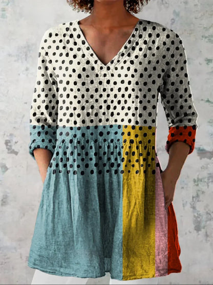 Tunique Longue Femme Coton Décolleté en V Coupe Ample