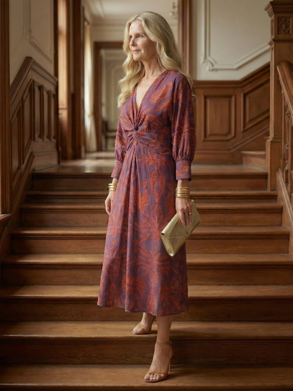 Robe Midi Femme Coupe Croisée Taille Cintrée