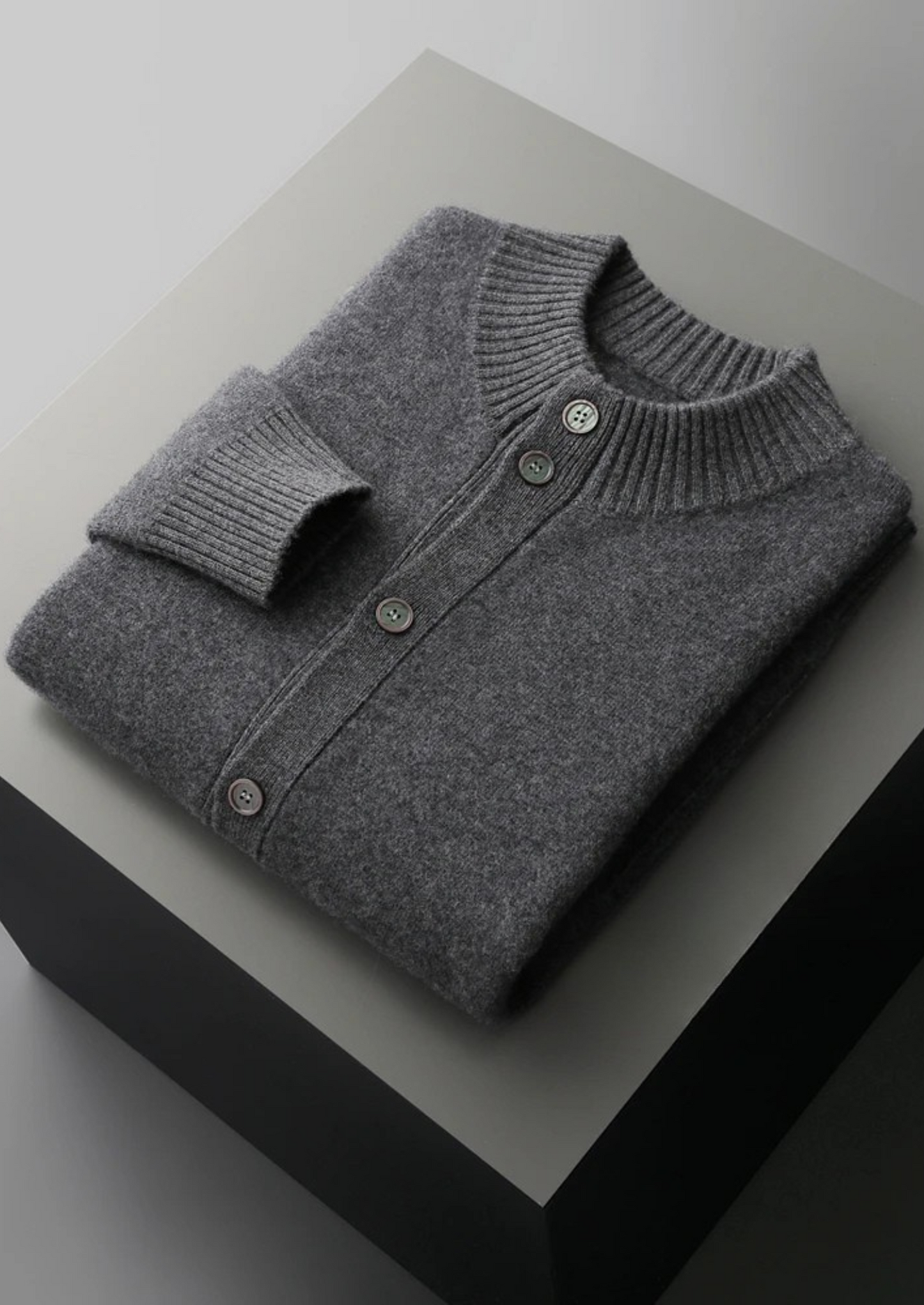 Cardigan Homme en Laine Mélangée avec Poches et Capuchon