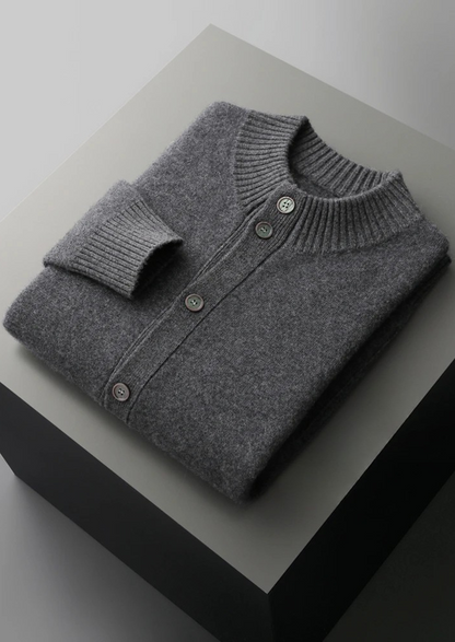 Cardigan Homme en Laine Mélangée avec Poches et Capuchon