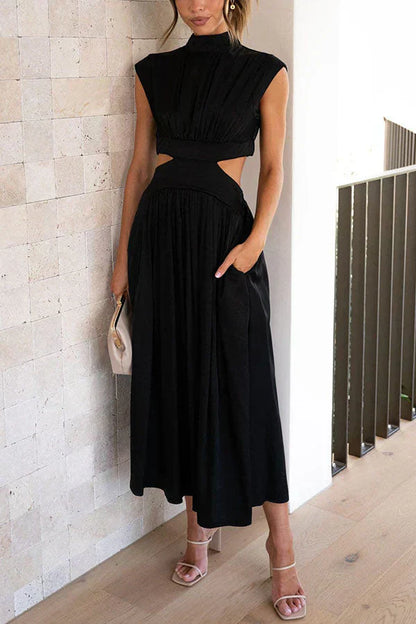 Robe Longue Femme Décontractée en Plissé Élégant
