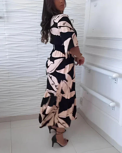 Robe Femme Col en V Taille Ajustable Coupe Ajustée