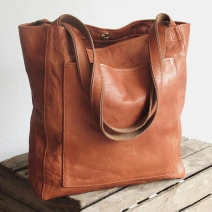 Sac à main cuir brun classique avec fermeture éclair