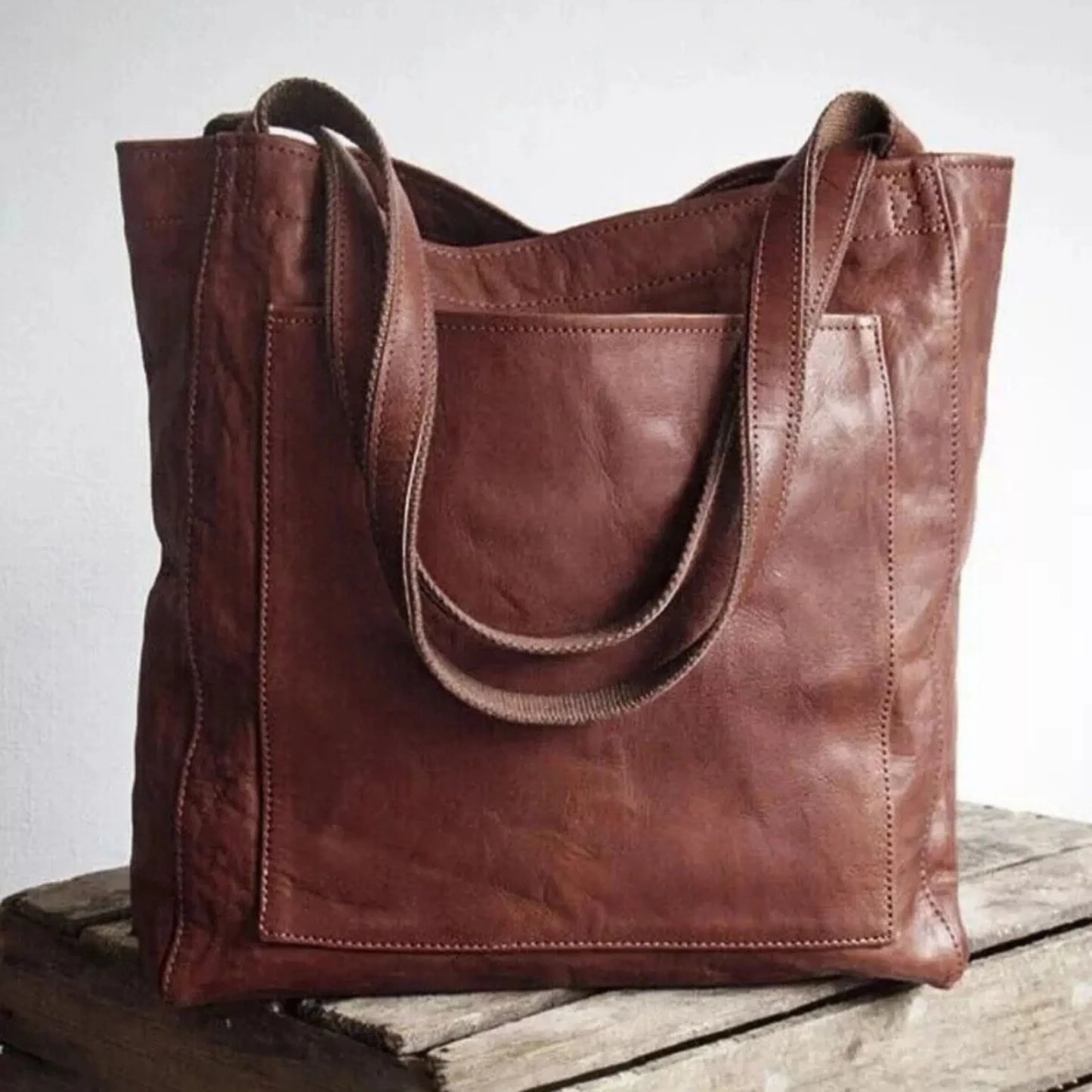 Sac à main cuir brun classique avec fermeture éclair - PanierRoyale