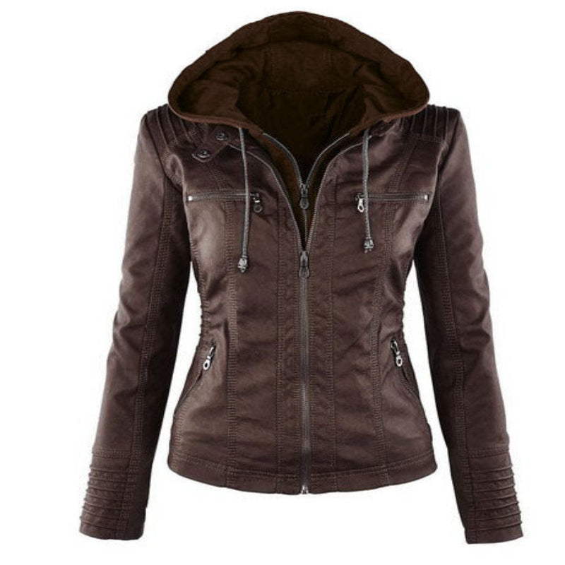 Veste Cuir Femme Élégante Fermeture Éclair