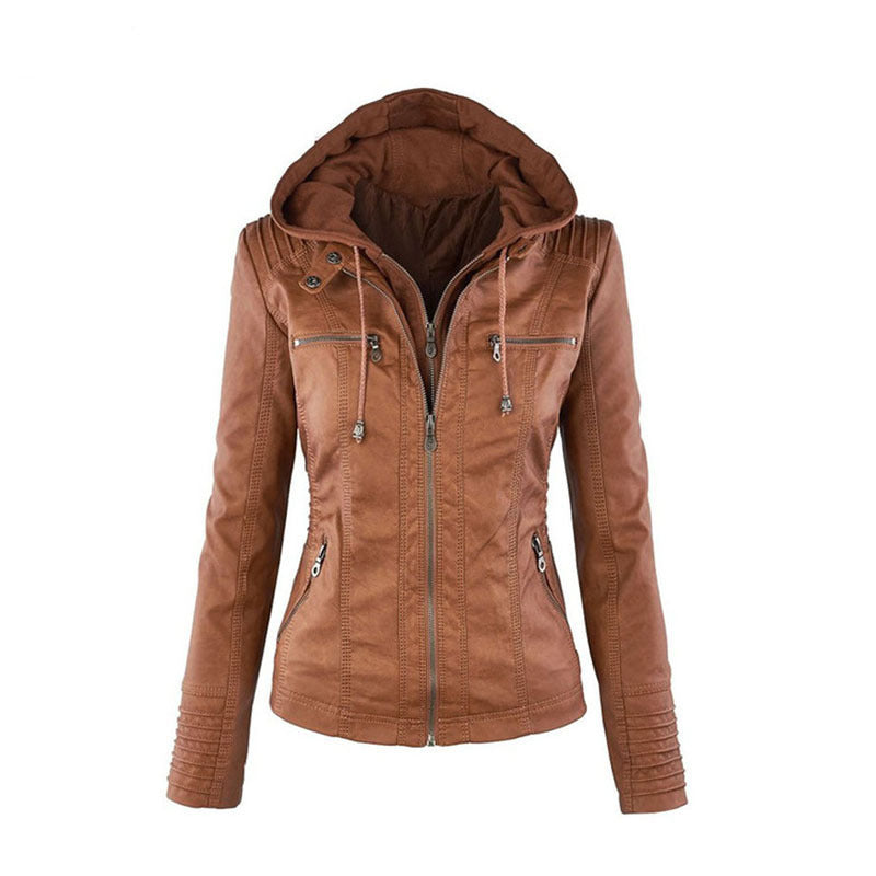 Veste Cuir Femme Élégante Fermeture Éclair