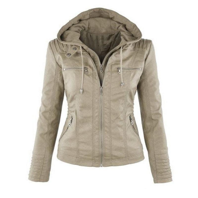 Veste Cuir Femme Élégante Fermeture Éclair