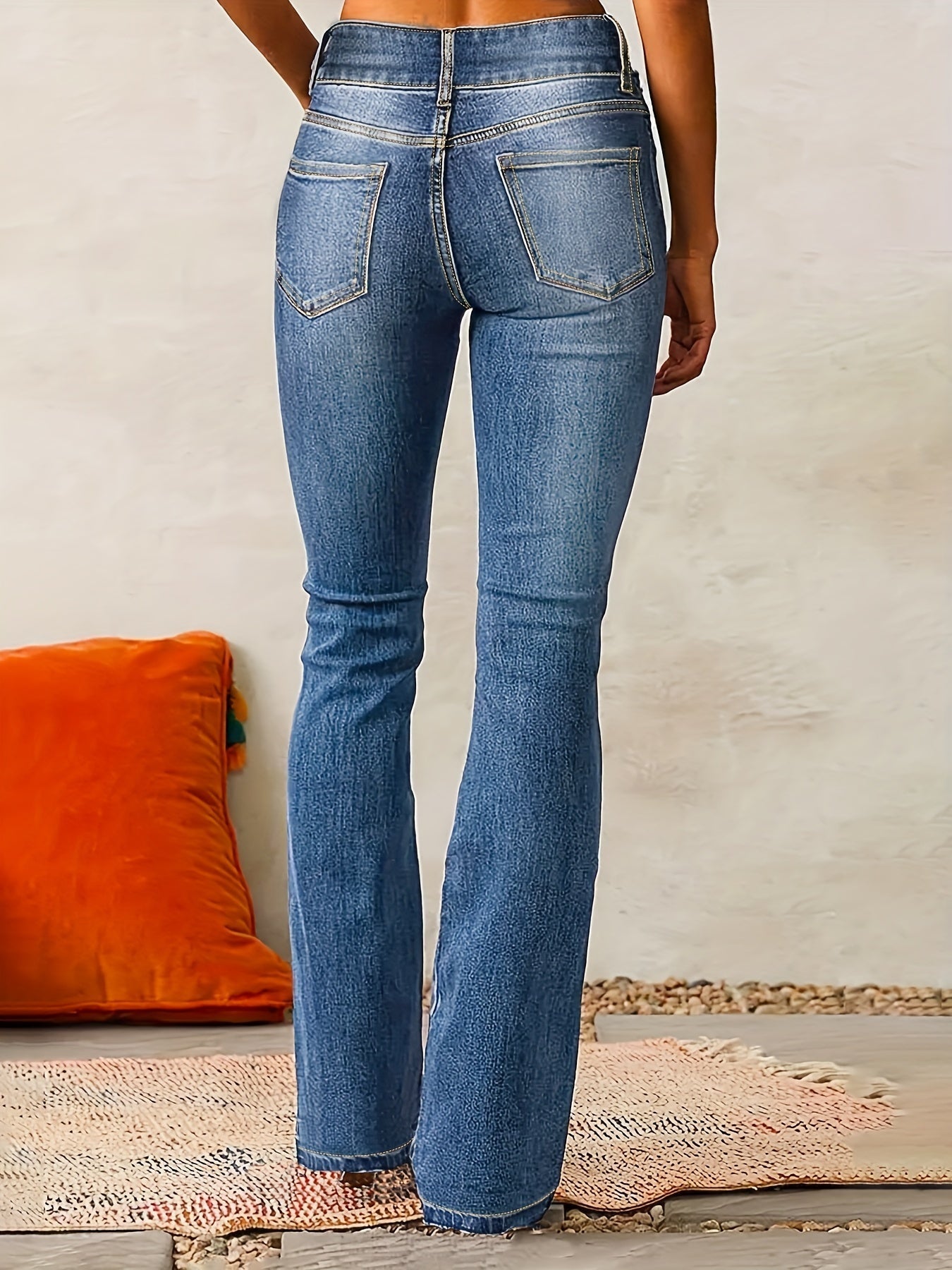 Jean Femme Haut de Gamme Couleur Unie Élégant