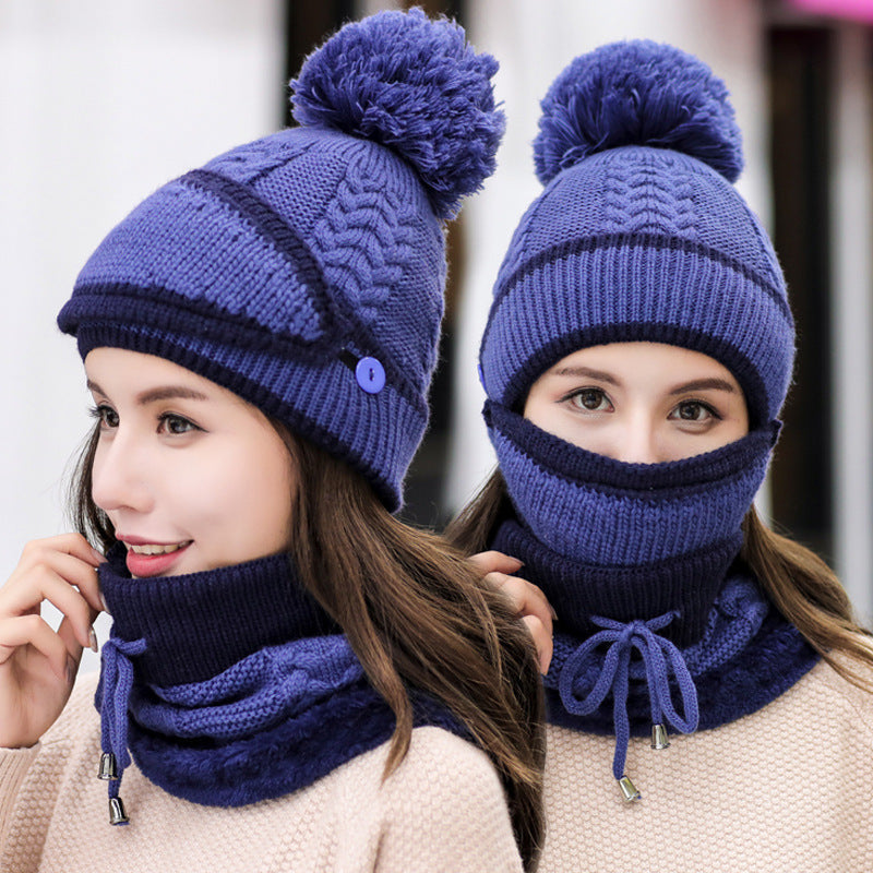 Chapeau Écharpe Femmes Hiver Doux avec Masque Réglable - PanierRoyale