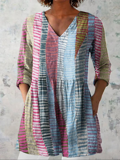 Tunique Longue Femme Coton Décolleté en V Coupe Ample