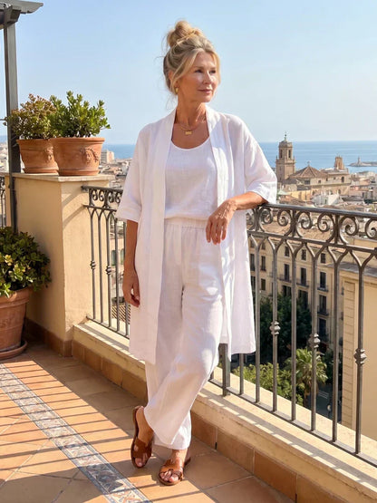 Ensemble Femme Kimono Fluide et Pantalon Ample