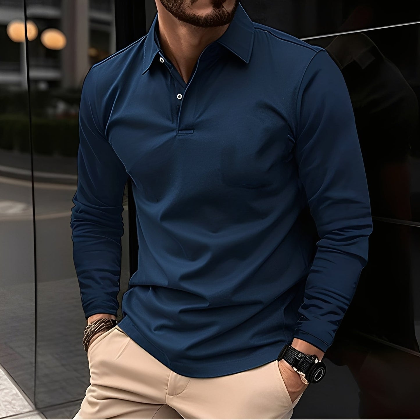 Polo Homme Classique Manches Longues pour Every Day