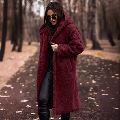 Manteau Femme Hiver Chic - Veste Élégante avec Capuche et Fermeture Éclair