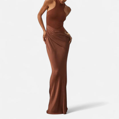 Robe Femme Longue Été avec Décolleté et Col Haut