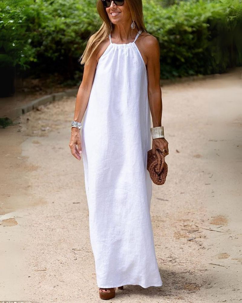 Robe Été en Lin Coton Longue et Élégante pour Femme - PanierRoyale