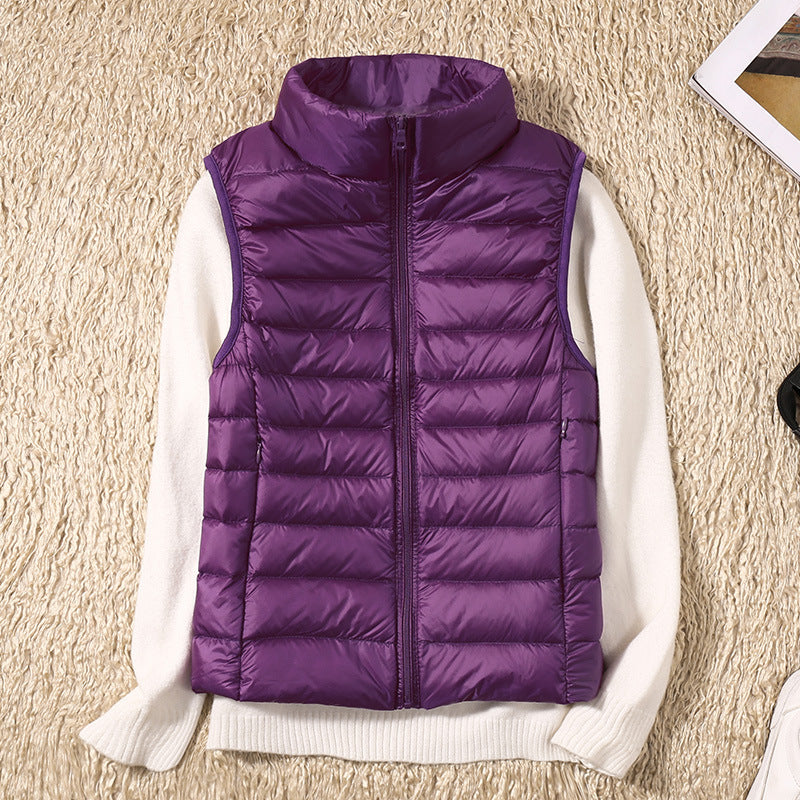 Gilet Femme Hiver Sans Manches Éclair Zippé