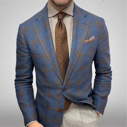 Veste Homme Marine Brun Classique Écossais - PanierRoyale