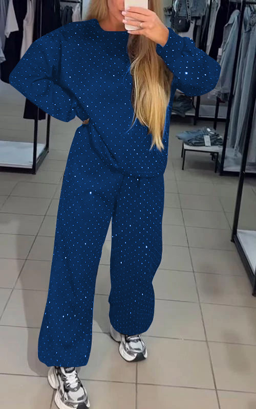 Pyjama Femme Élégant en Soie Douce avec Paillettes