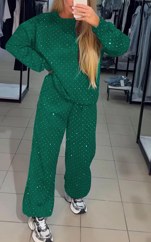 Pyjama Femme Élégant en Soie Douce avec Paillettes