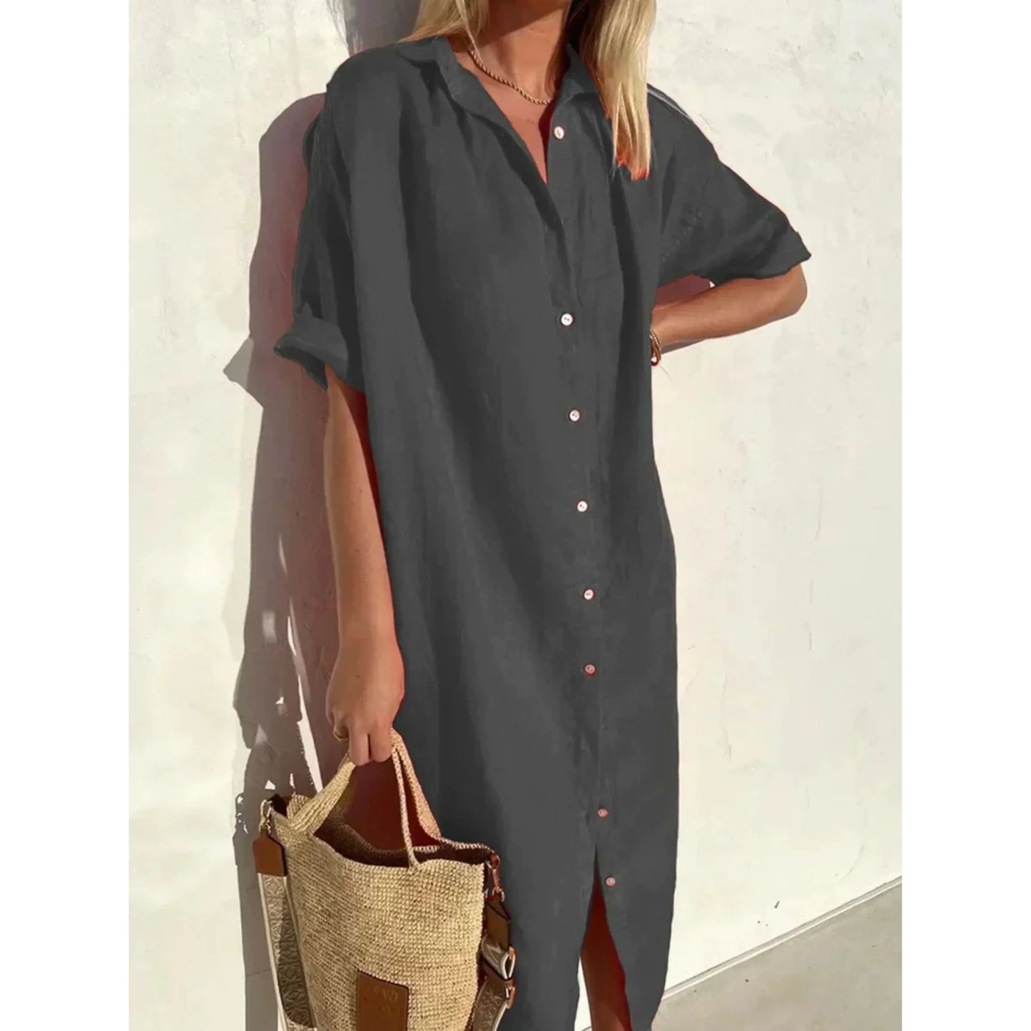 Robe Femme Confortable à Manches Bouffantes