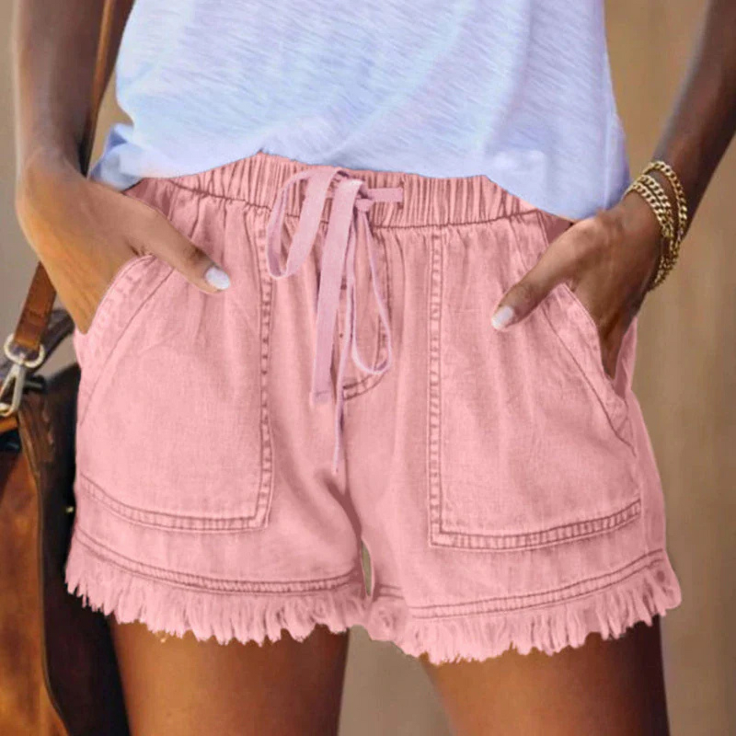 Short Féminin Casual | Tissu Solide Taille Relaxe