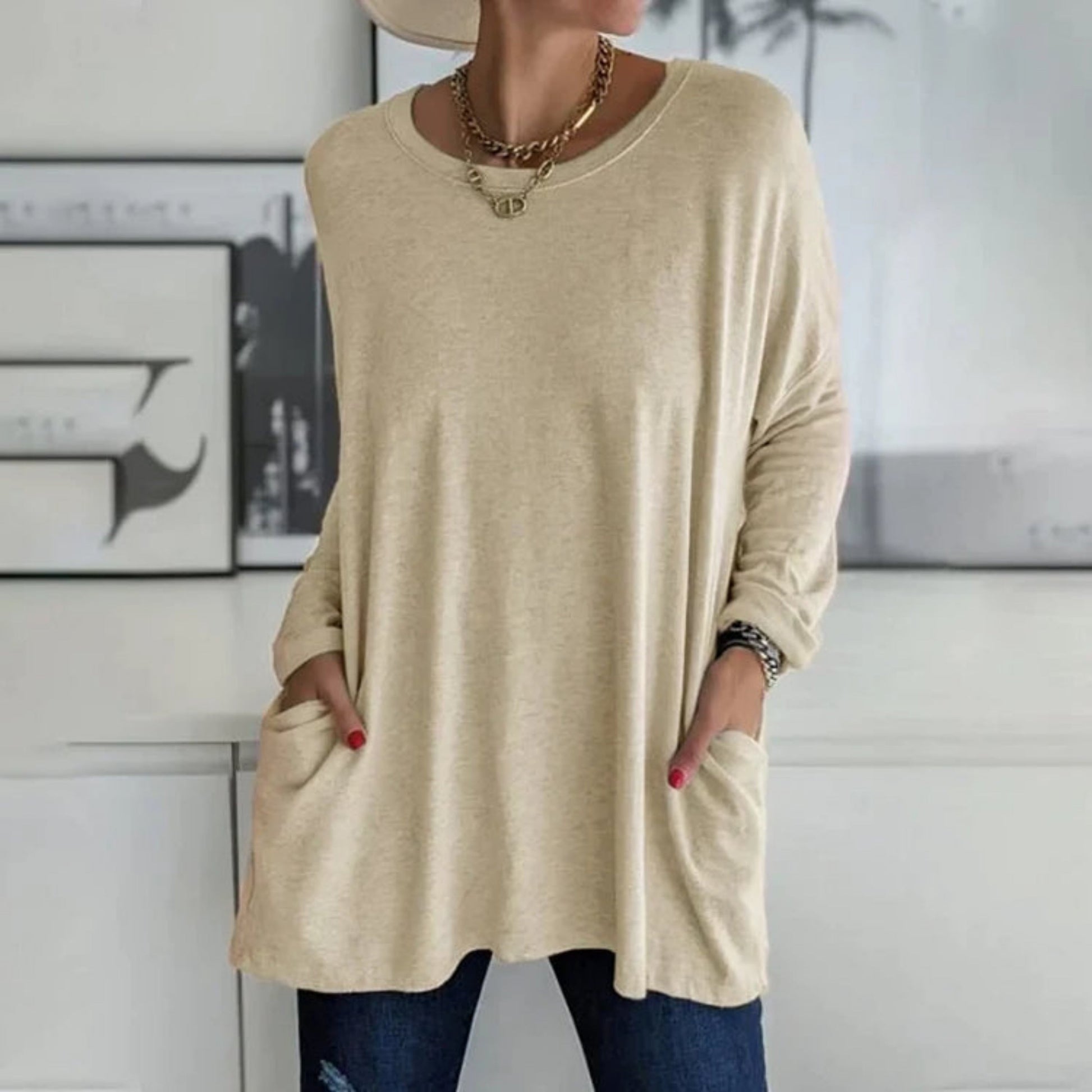 Pull Femme Doux et Élégant avec Poches Fonctionnelles - PanierRoyale
