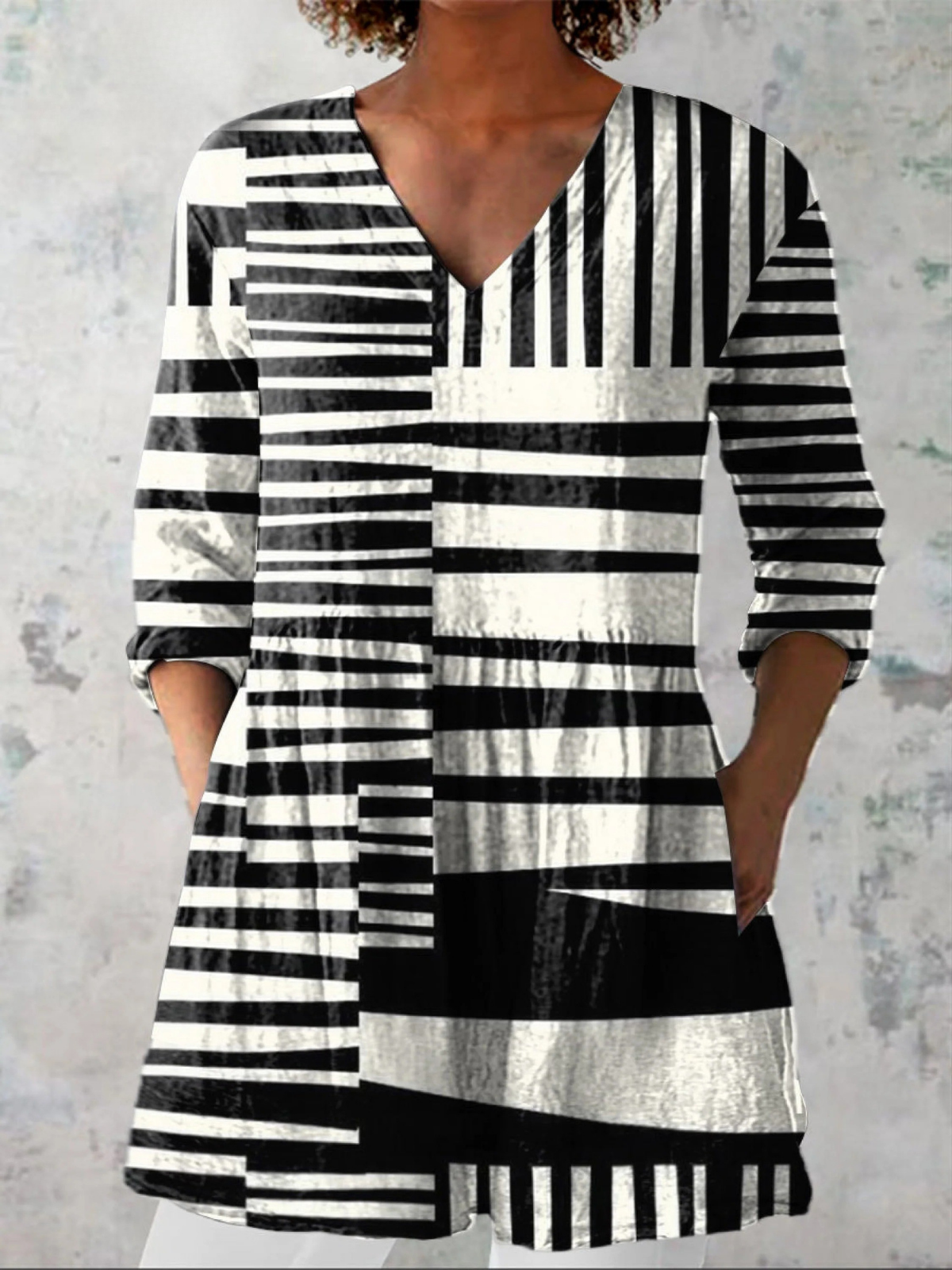 Tunique Longue Femme Coton Décolleté en V Coupe Ample - PanierRoyale