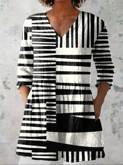 Tunique Longue Femme Coton Décolleté en V Coupe Ample - PanierRoyale