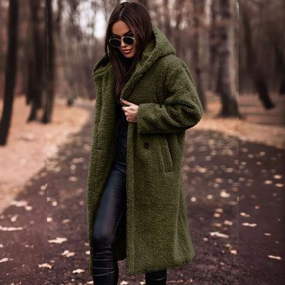 Manteau Femme Hiver Chic - Veste Élégante avec Capuche et Fermeture Éclair