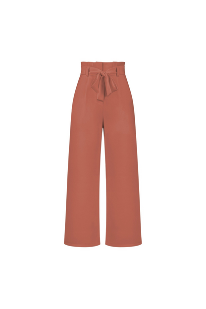 Pantalon Femme Élégant Taille Longue en Lin