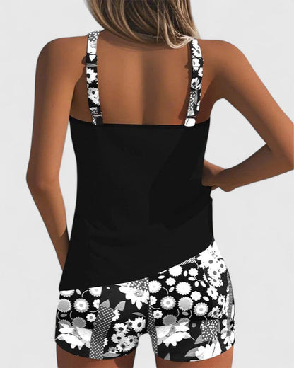 Tankini Deux Pièces Femme Polyester Coupe Sportive Dos Nageur