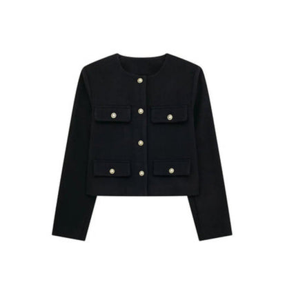 Veste Femme Chic en Taille Avec Boutons Dorés