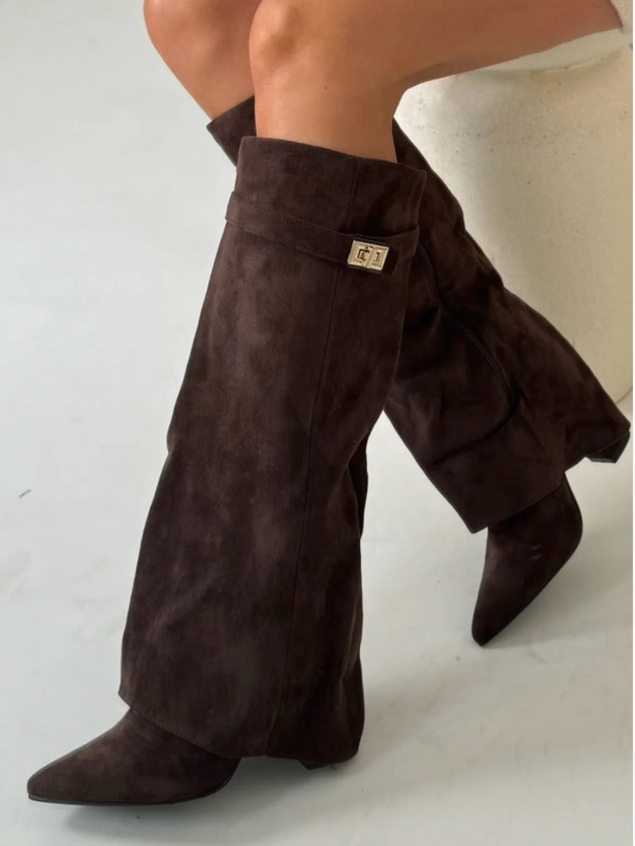 Bottes Femme Chic à Talon Haut avec Fermeture à Paillettes
