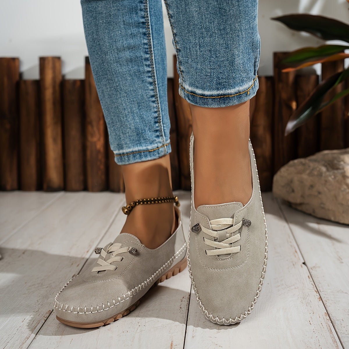 Mocassins Femme Cuir Souple Lacets Semelle Flexible