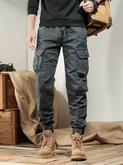 Pantalon Homme Noir Polyvalent avec Poches Multiples