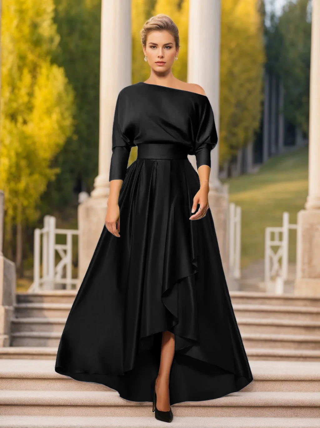 Robe de Soirée Femme Longue Droite et Asymétrique Élégante - PanierRoyale