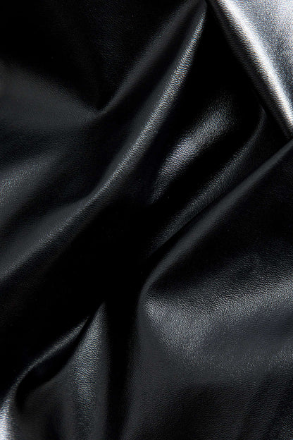 Jupe Mi-Longue Élégante en Cuir Imitation avec Fente Élevée